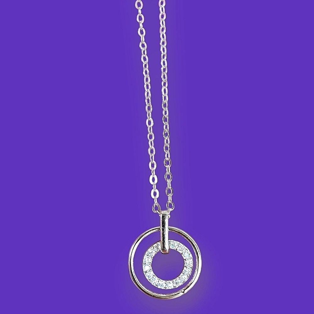 925 Sterling Silver Necklace 21" (adjustable) with Moissanite Pendant
